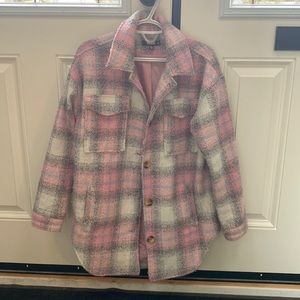 VGUC Misguided pink plaid jacket size 6